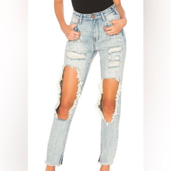 Free People One Teaspoon High Waist Freebirds Skinny Jeans Blue Hart Distressed - Picture 3 of 14